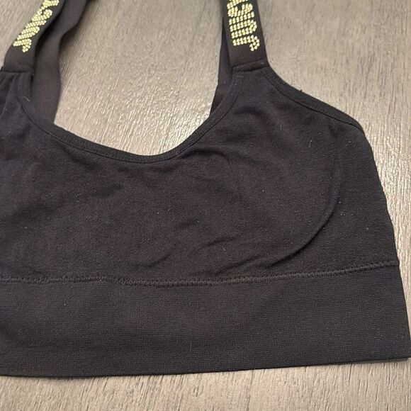Juicy Couture Sports‎ Bra Medium Black Gold Studded Logo Straps Activewear - Picture 4 of 7